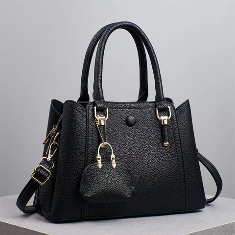 Borsa A Mano In Pelle PU Con Motivo Litchi Con Tracolla Rimovibile E Mini Custodia Semplice Versatile Moda Donna Tote