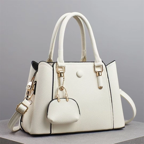 Borsa A Mano In Pelle PU Con Motivo Litchi Con Tracolla Rimovibile E Mini Custodia Semplice Versatile Moda Donna Tote