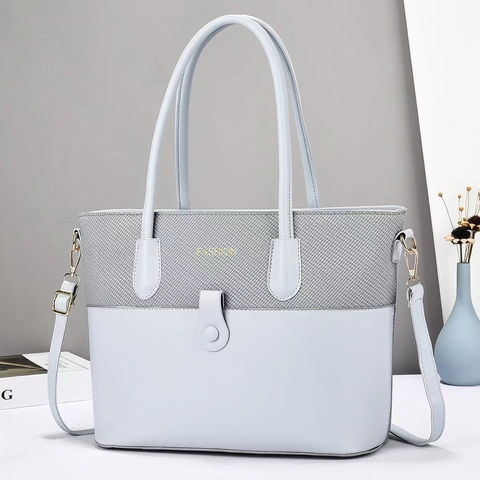 Borsa Tote Grande Donna Pelle PU Tessuto Patchwork Borsa A Spalla Cerniera Tracolla Regolabile Casual Pendolare Stile Urbano