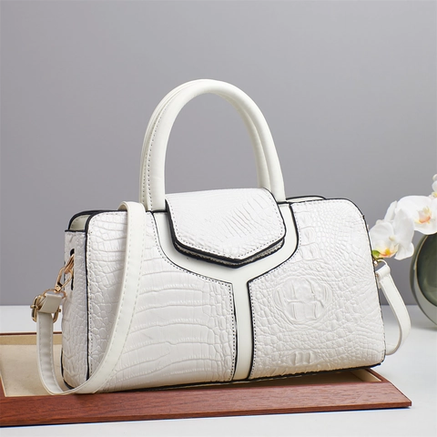 Krokodil Patroon Boston Handtas Elegante PU Leer Kussentas Schoudertas Crossbody Met Afneembare Riem Voor Dagelijks