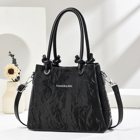 Sac À Main Femme Minimaliste En Simili Cuir Texturé Sac Bandoulière Poignée Nouée Sangle Amovible Sac Fourre-Tout Versatile