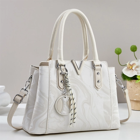 Borsa Da Donna In Pelle PU Trama Marmo Hardware V Grande Capacità Borsa A Tracolla Moda Streetwear