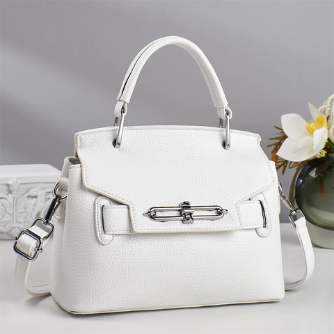 Sac À Épaule Femme Motif Litchi Cuir PU Boucle Argentée Sac À Main Grande Kapacité Bandoulière Réglable Élégant