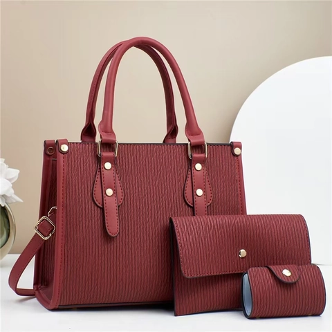 Frauen Handtaschen Tote Wallet Und Pouch PU Leder Vertikale Falten Textur Business Pendeln Große Kapazität