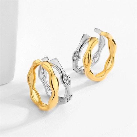 Irreguläre Wellen Ear Cuffs Nicht Durchstochene Kupfer Ohrringe Mit Zirkon Und Künstliche Perle Elegantes Geometrisches Schmuckstück