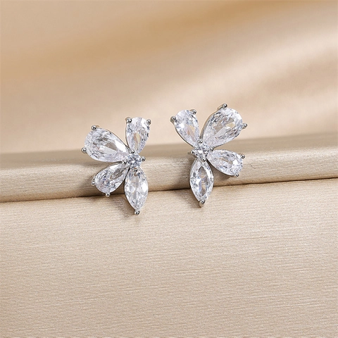 Schmetterling Ohrstecker Für Damen Messing Mit Funkelnden Zirkonia Eleganter Zirkon Schmuck Geschenk Accessoire