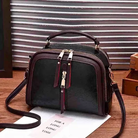 Bolso Bandolera De Concha Vintage Mujer Color De Contraste Cuero PU Doble Cremallera Bolso De Mano Estilo Retro