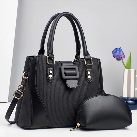 Bolso De Mano Y Neceser De Cuero PU Para Mujer Textura Plisada Patchwork Tote Bolso De Hombro Correa Desmontable