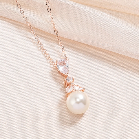 Elegante Collana Con Pendente Di Perla Artificial Rame Con Zircone Stile Minimalista Per Donna Gioielli Di Lusso Quotidiani