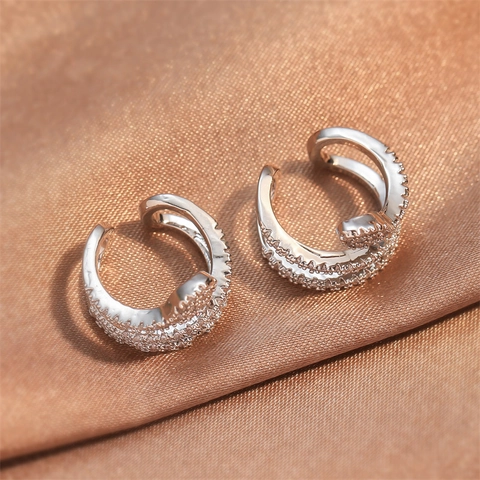 Mode Kupfer Schlange Ear Cuff Funkelnde Strass Manschette Ohne Ohrloch Elegante Ohrknochen Clip Damen Schmuck