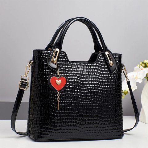 Dames Tote Tas Met Krokodillenpatroon Grote Capaciteit PU Leer Handtas Harthanger Elegante Woonwerk Schoudertas