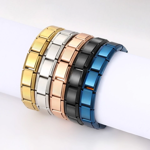 Minimalist Stainless Steel Italian Charm Bracelet Link For DIY Jewelry Making Modular Stretchable Metal Wristband unisex