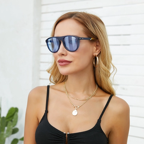 Oversized Aviator Sunglasses For Women PC Frame UV400 Protection Fashion Western Style Retro Color Blocking Eyewear