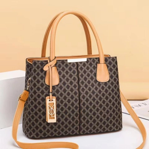 Mode Frauen Handtasche PU Leder Geometrischer Druck Retro Schulter Umhängetasche Große Kapazität Tote Für Den Täglichen Gebrauch