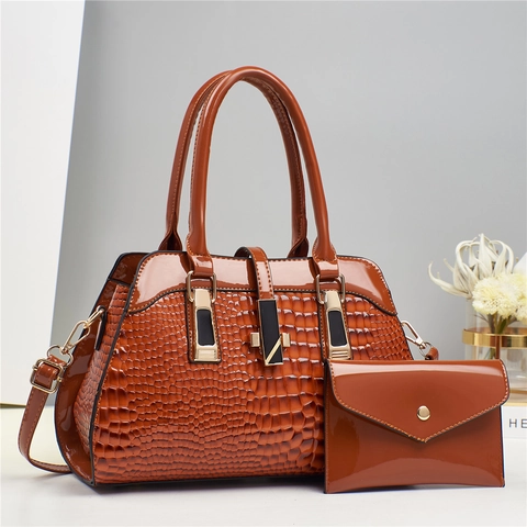 Dames Krokodillenpatroon Lakleer PU Handtas En Tas Top Handle Schouder Crossbody Tas Voor Dames Dagelijks Feest