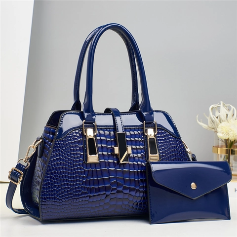 Dames Krokodillenpatroon Lakleer PU Handtas En Tas Top Handle Schouder Crossbody Tas Voor Dames Dagelijks Feest