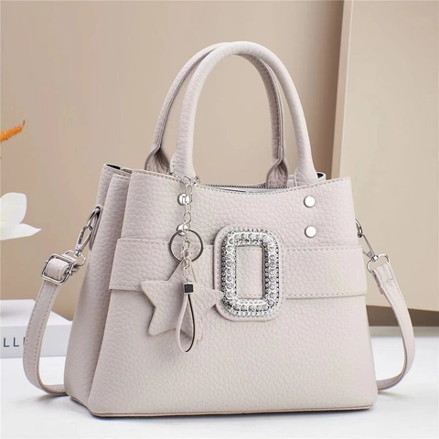 Bolso De Mano Para Mujer Tote PU Patrón Lichi Hebilla Strass Charm Estrella Bolso Bandolera Simple Elegante