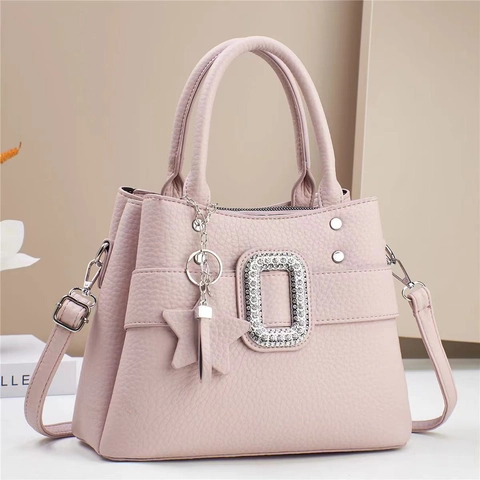 Bolso De Mano Para Mujer Tote PU Patrón Lichi Hebilla Strass Charm Estrella Bolso Bandolera Simple Elegante