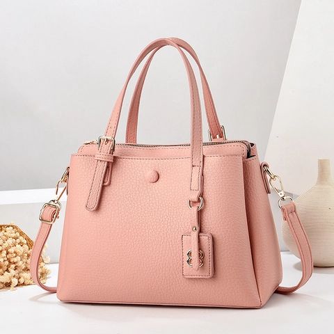 Sac À Main Femme Cuir PU Grain Lychee Sac À Bandoulière Porté Épaule Navette Tendance Grande Capacité Élégant