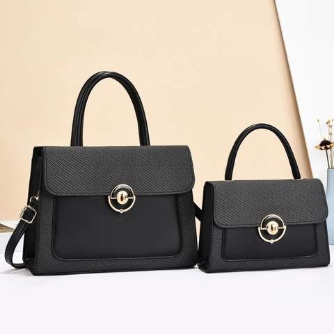 Borsa A Mano E Borsa A Tracolla Donna Pelle PU Trama Intrecciata Fibbia Rotonda Elegante Manico Superiore Versatile