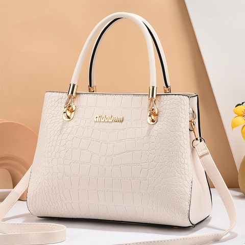 Handtas Voor Dames Krokodillenpatroon PU Leer Grote Capaciteit Tas Met Handvat Afneembare Schouderriem Koreaanse Stijl Elegant