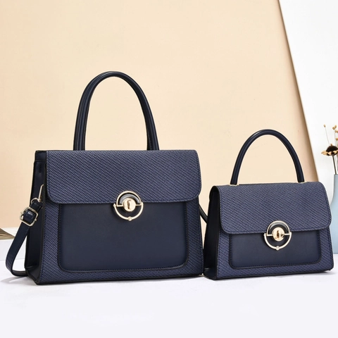 Borsa A Mano E Borsa A Tracolla Donna Pelle PU Trama Intrecciata Fibbia Rotonda Elegante Manico Superiore Versatile