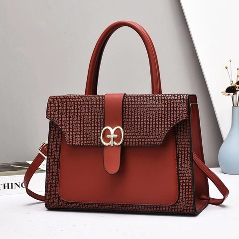 Dames Handtas PU Leer Kleurblok Monogram Patchwork Grote Capaciteit Tote Schoudertas Eenvoudige Stedelijke Stijl