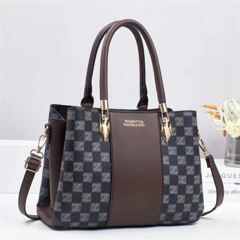 Borsa A Spalla In Pelle PU Patchwork Donna Motivo A Scacchi Grande Capacità Borsa A Mano Chic Tracolla