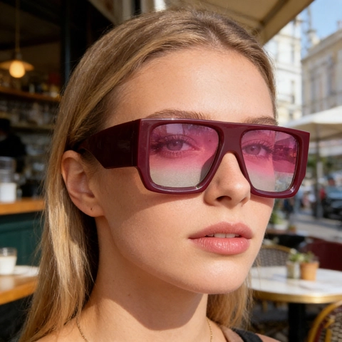Occhiali Da Sole Quadrati Oversize Montatura In PC Cerniera In Metallo Aste Larghe Protezione UV400 Lenti Sfumate Donna