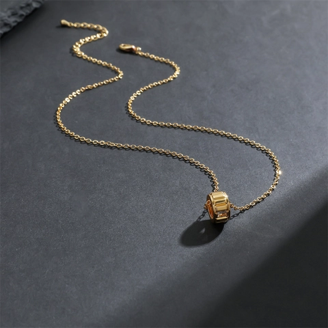 Minimalistische Zylinder Anhänger Halskette Kupfer Zirkonia Schlüsselbein Kette Leichter Luxus Schmuck Für Frauen