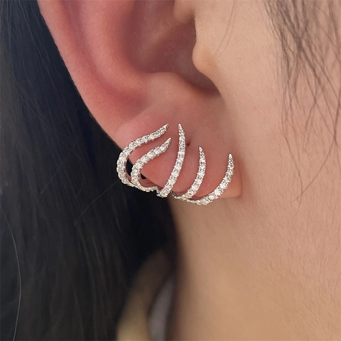 Krallen Ohrringe Kupfer Zirkonia Einlage Mit 925 Sterling Silber Ohrstecker Mode Geometrischer Schmuck Damen