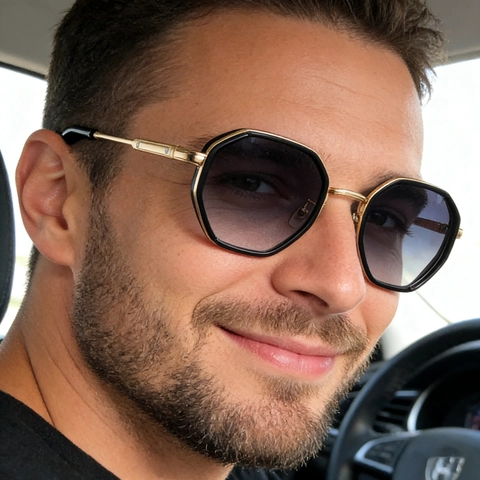 Lunettes De Soleil Homme Polygone Vintage Monture Métal Rétro Hexagone Protection UV Pour Conduite Plein Air Mode Chic