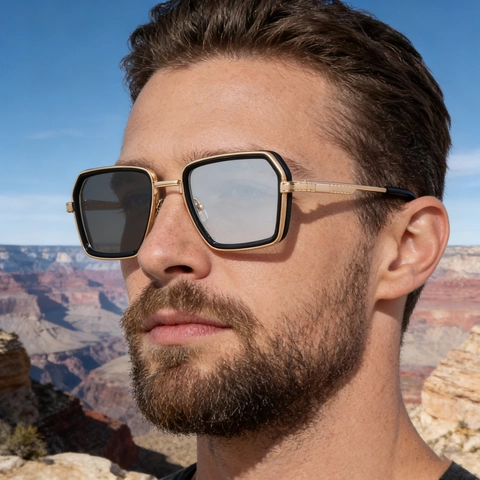 Occhiali Da Sole Fotocromatici Quadrati Da Uomo Montatura In Metallo Lenti In PC Protezione UV400 Moda Retro Punk