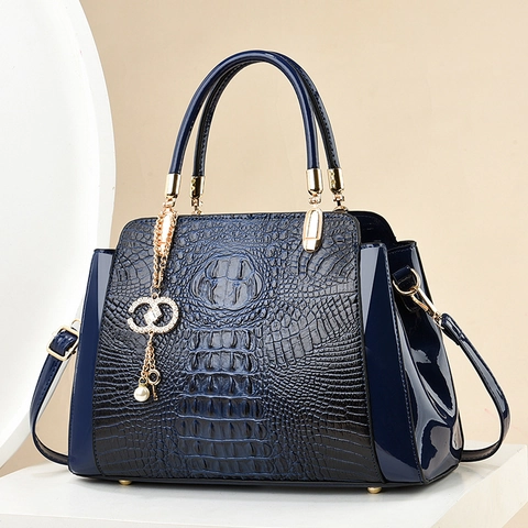 Sac à Main Femme Motif Crocodile Élégant Sac en Cuir PU Avec Détails Dorés Sac à Épaule Bandoulière de Luxe pour Travail Bureau