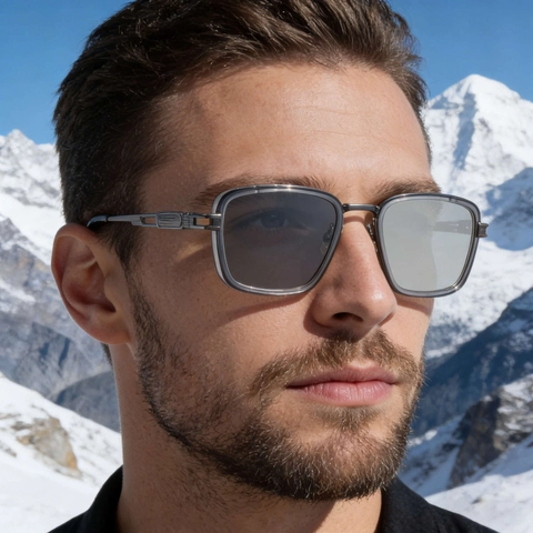 Occhiali Da Sole Quadrati Da Uomo Lenti Fotomatiche Cerniera A Molla In Metallo Protezione UV400 Punk Moda