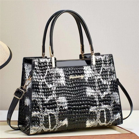 Bolso Para Mujer Textura Cocodrilo Cuero PU Elegante Gran Capacidad Bolso De Hombro Con Correa Desmontable