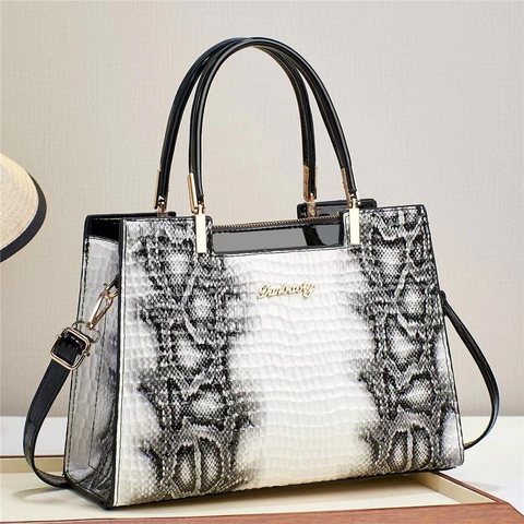 Bolso Para Mujer Textura Cocodrilo Cuero PU Elegante Gran Capacidad Bolso De Hombro Con Correa Desmontable