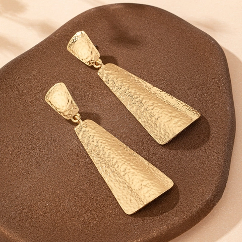 Orecchini Pendenti Geometrici Martellati Oro Vintage Lega Lunghi Per Donne