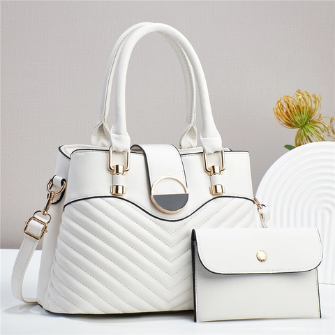 Bolso De Mano De Cuero PU Acolchado En V Y Cartera Para Mujer Gran Capacidad Tote Crossbody Herrajes Dorados