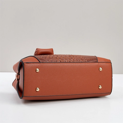 Large Capacity Women Shoulder Bag PU Leather Crocodile Litchi Pattern Handbag Business Commute With Detachable Strap
