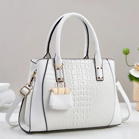 Vintage Krokodilmuster PU Leder Handtasche Für Damen Große Kapazität Tote Schultertasche Mit Abnehmbarem Gurt Elegante Satchel