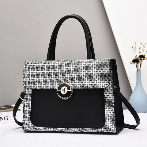 Borsa A Mano Da Donna In Pelle PU Grande Capacità Tracolla Tote Con Chiusura Girevole Dorata Stile Elegante Pendolare