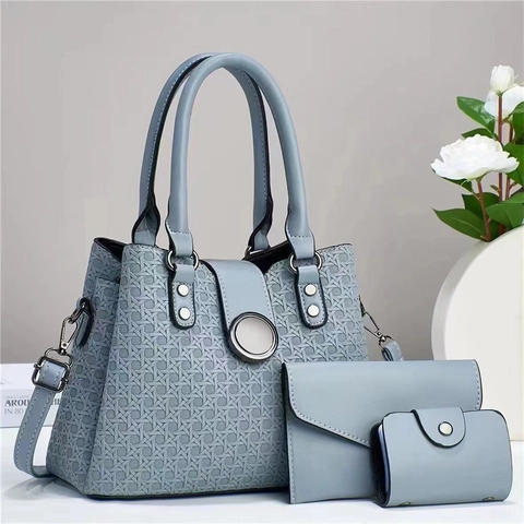 Borsa Tote Donna Pelle PU E Pochette A Busta E Portamonete Trama Intrecciata Grande Capacità Tracolla Elegante