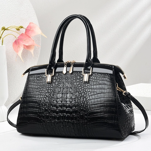 Borsa A Mano Da Donna Con Motivo A Coccodrillo In Pelle PU Hardware Dorato Manico Superiore Borsa A Tracolla Elegante Moda