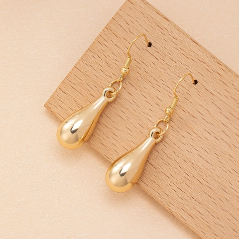 Wassertropfen Ohrringe Poliertes Metallic Tropfenform Dangle Haken Eleganter Schmuck Für Damen Alltag Büro Party Minimalismus