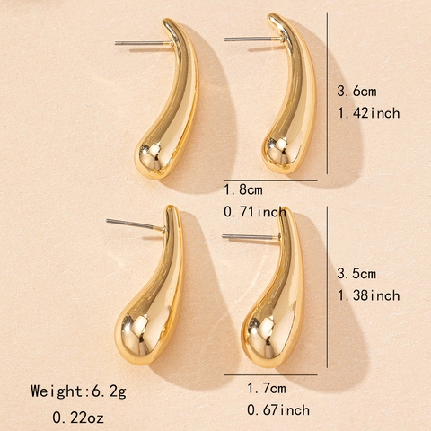 Tear Drop Stud Earrings Gold Plated Mirror Polished CCB Minimalist Fashion Jewelry Elegant For Women