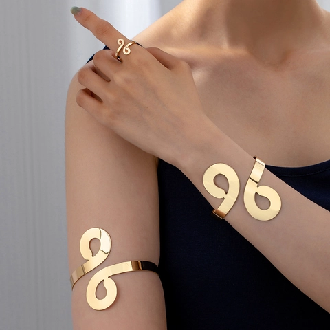 Oneindigheid Spiraal Armband Bovenarmband En Ring Sieraden Legering Gepolijst Goud Geometrisch Minimalistisch Accessoire