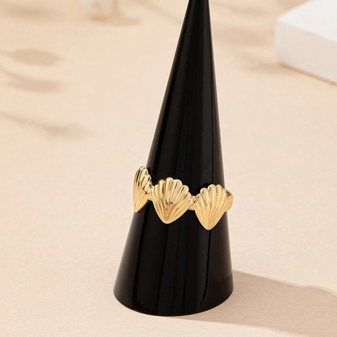 Anello Regolabile Con Conchiglia Metallo Placcato Oro Design Aperto Tema Oceano Vacanze Al Mare Gioielli Eleganti Stile Costiero Da Donna