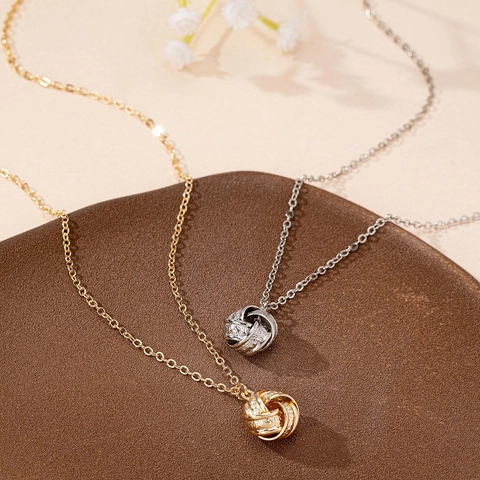 Collana Con Pendente A Nodo Intrecciato Vintage Lega Di Metallo Con Strass Gioielli Di Moda Eleganti Per Donna