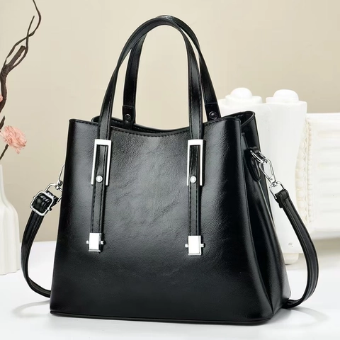 Retro PU Leather Women Handbag Large Capacity Crossbody Bag With Adjustable Strap Top Handle Vintage Solid Color